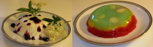 Fortified bula pudding (left),  and bula jello in the colors of the Ethiopian flag
